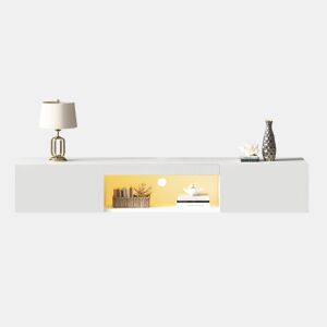 Móvel de TV de parede 160cm de painel de partículas com 2 portas e luz led,branco