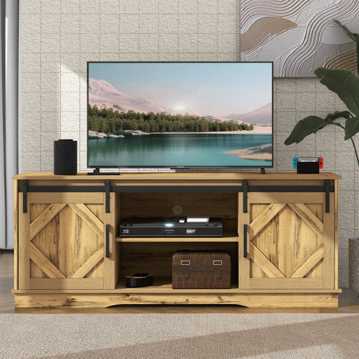 Móvel de TV 150cm de painel de partículas com 2 portas corrediças,natural