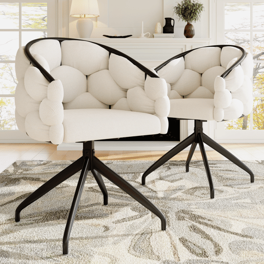 Conjunto de 2 cadeiras giratórias em veludo - Estilo moderno - Bege