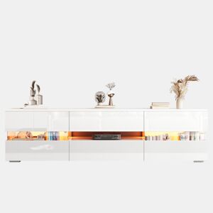 Móvel de TV 160cm de painel de partículas com 2 portas,1 gaveta e luz led,branco