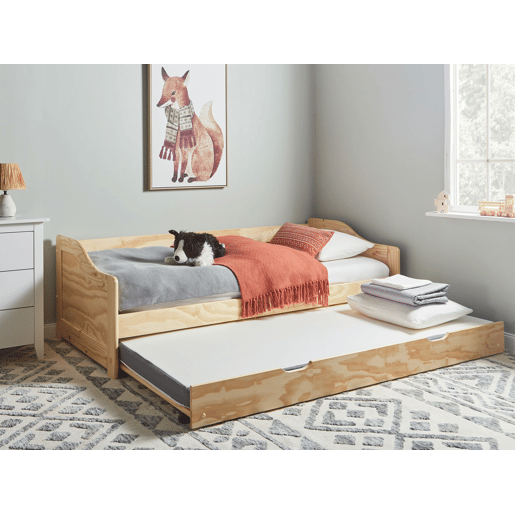 Cama gavetão Pinho LUNERAY 90 x 200 cm Castanho claro