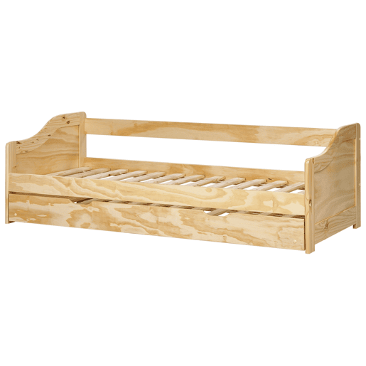 Cama gavetão Pinho LUNERAY 90 x 200 cm Castanho claro