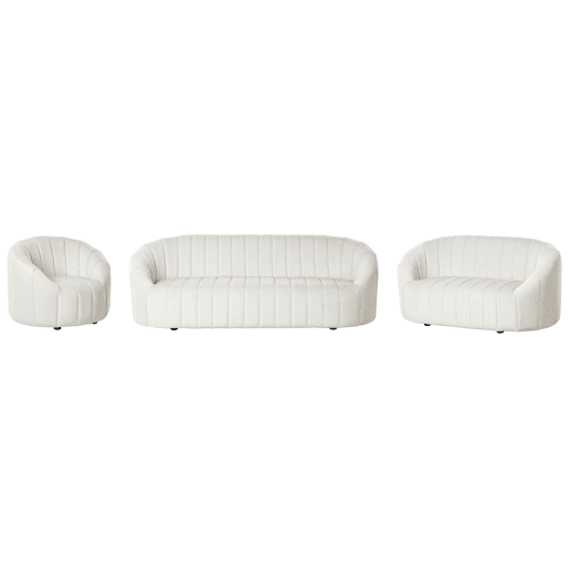 Conjunto de sala de estar MALUNG Veludo Branco creme 6 lugares