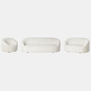 Conjunto de sala de estar MALUNG Veludo Branco creme 6 lugares