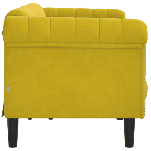 Sofá de 3 lugares - Sofá fixo veludo amarelo