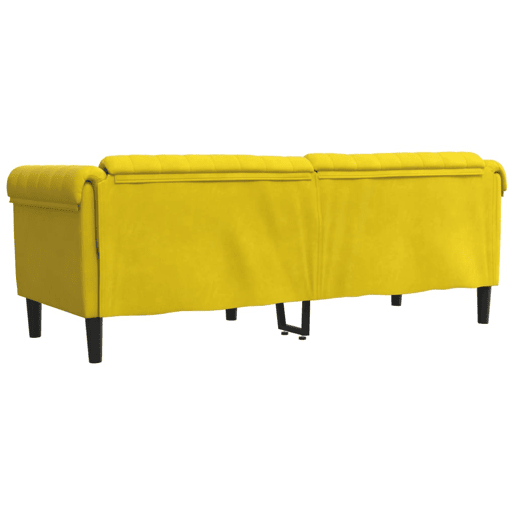 Sofá de 3 lugares - Sofá fixo veludo amarelo