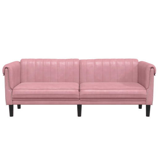 Sofá de 3 lugares - Sofá fixo veludo rosa Sofá de 3 lugares - Sofá fixo veludo rosa