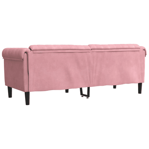 Sofá de 3 lugares - Sofá fixo veludo rosa Sofá de 3 lugares - Sofá fixo veludo rosa