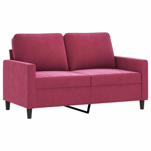 Sofá de 2 lugares - Sofá fixo veludo 120 cm vermelho tinto Sofá de 2 lugares - Sofá fixo veludo 120 cm vermelho tinto