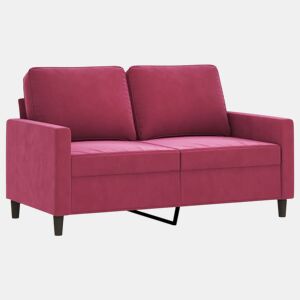 Sofá de 2 lugares - Sofá fixo veludo 120 cm vermelho tinto