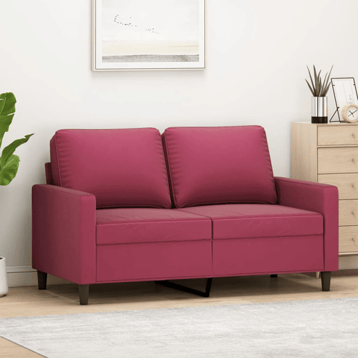 Sofá de 2 lugares - Sofá fixo veludo 120 cm vermelho tinto Sofá de 2 lugares - Sofá fixo veludo 120 cm vermelho tinto