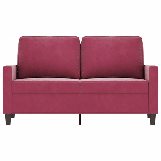Sofá de 2 lugares - Sofá fixo veludo 120 cm vermelho tinto Sofá de 2 lugares - Sofá fixo veludo 120 cm vermelho tinto
