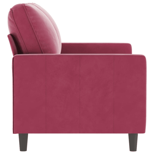 Sofá de 2 lugares - Sofá fixo veludo 120 cm vermelho tinto Sofá de 2 lugares - Sofá fixo veludo 120 cm vermelho tinto