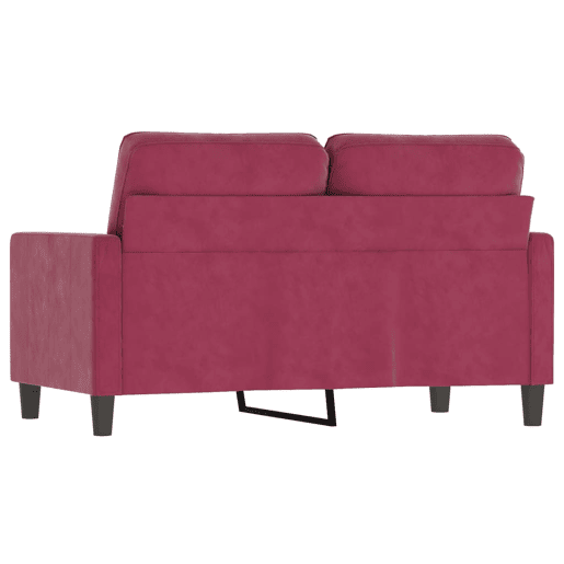 Sofá de 2 lugares - Sofá fixo veludo 120 cm vermelho tinto Sofá de 2 lugares - Sofá fixo veludo 120 cm vermelho tinto