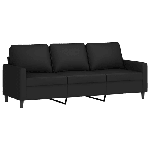 Sofá de 3 lugares - Sofá fixo 180 cm veludo preto