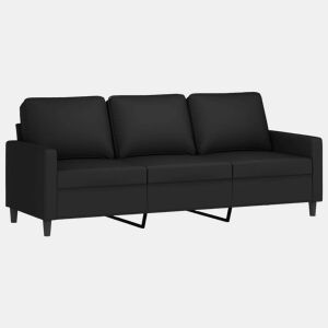 Sofá de 3 lugares - Sofá fixo 180 cm veludo preto