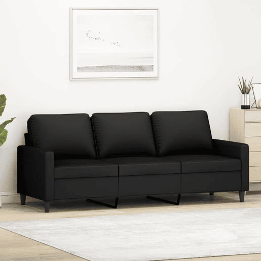 Sofá de 3 lugares - Sofá fixo 180 cm veludo preto