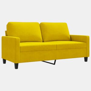 Sofá de 2 lugares - Sofá fixo veludo 140 cm amarelo