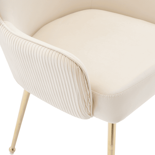 Conjunto de 4 cadeiras de veludo - com braços e pernas de metal dourado - Bege e dourado Conjunto de 4 cadeiras de veludo - com braços e pernas de metal dourado - Bege e dourado