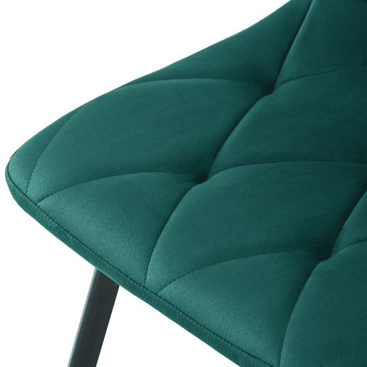 Conjunto de 4 cadeiras de veludo - estrutura metálica - motivo losango - verde
