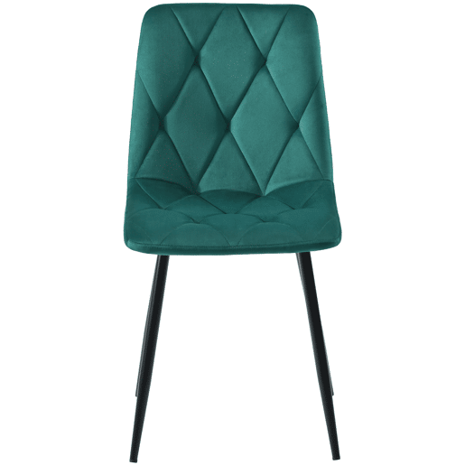 Conjunto de 4 cadeiras de veludo - estrutura metálica - motivo losango - verde