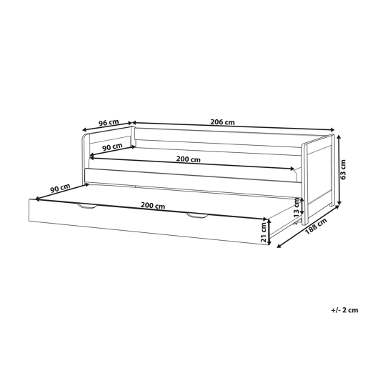 Cama gavetão Pinho GRAVELINES 90 x 200 cm Castanho claro