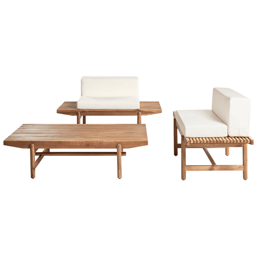 Conjunto de jardim com mesa 2 lugares GIAVENO Madeira de acácia Branco creme