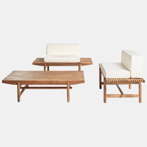 Conjunto de jardim com mesa 2 lugares GIAVENO Madeira de acácia Branco creme