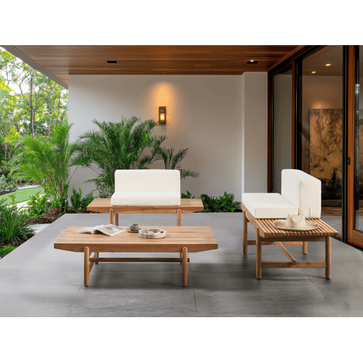 Conjunto de jardim com mesa 2 lugares GIAVENO Madeira de acácia Branco creme