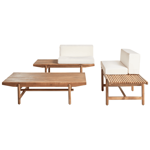 Conjunto de jardim com mesa 2 lugares GIAVENO Madeira de acácia Branco creme
