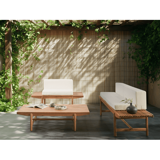 Conjunto de jardim com mesa 3 lugares GIAVENO Madeira de acácia Branco creme
