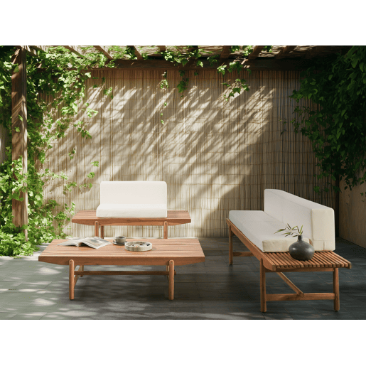 Conjunto de jardim com mesa 3 lugares GIAVENO Madeira de acácia Branco creme