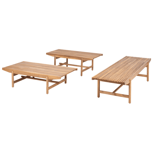 Conjunto de jardim com mesa 3 lugares GIAVENO Madeira de acácia Branco creme