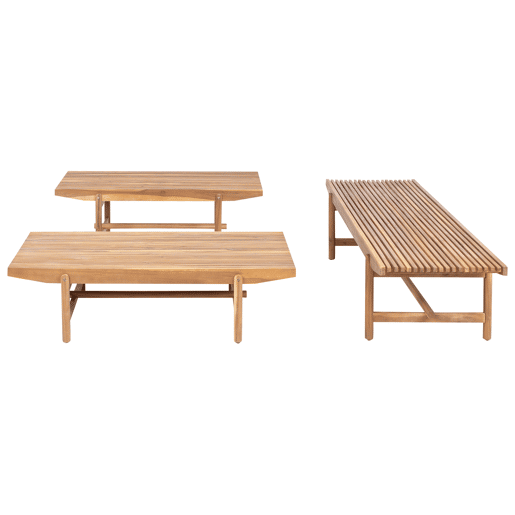 Conjunto de jardim com mesa 3 lugares GIAVENO Madeira de acácia Branco creme
