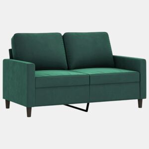 Sofá de 2 lugares - Sofá fixo 120 cm veludo verde-escuro