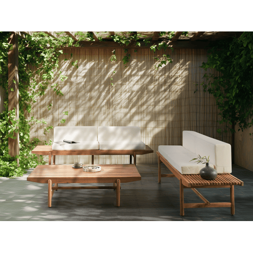 Conjunto de jardim com mesa 4 lugares GIAVENO Madeira de acácia Branco creme