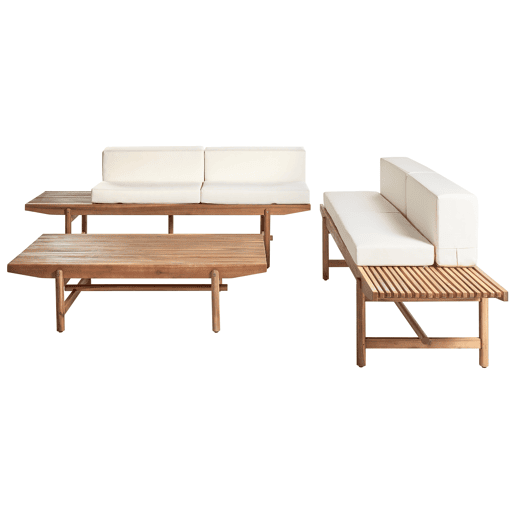 Conjunto de jardim com mesa 4 lugares GIAVENO Madeira de acácia Branco creme