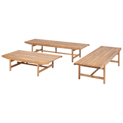 Conjunto de jardim com mesa 4 lugares GIAVENO Madeira de acácia Branco creme