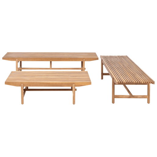 Conjunto de jardim com mesa 4 lugares GIAVENO Madeira de acácia Branco creme