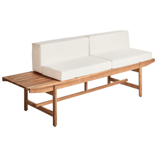 Conjunto de jardim com mesa 4 lugares GIAVENO Madeira de acácia Branco creme