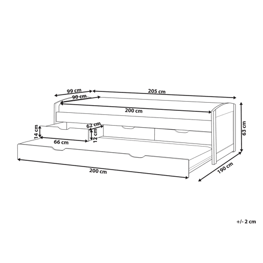 Cama gavetão Pinho PETIVILLE 90 x 200 cm Branco