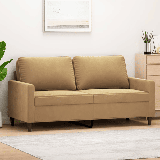 Sofá de 2 lugares - Sofá fixo veludo 140 cm castanho