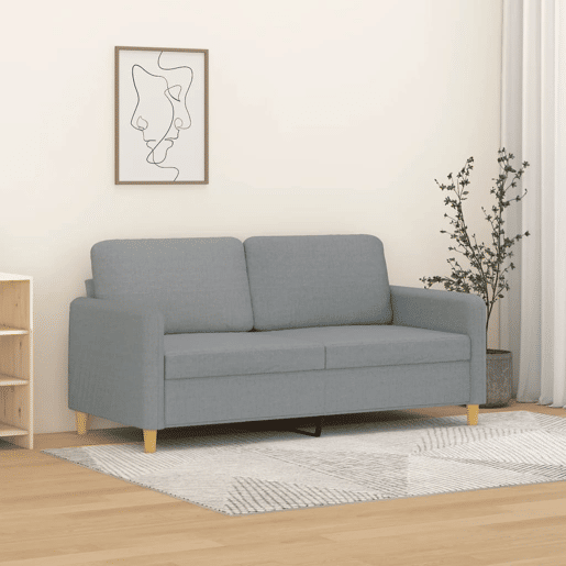 Sofá de 2 lugares - Sofá fixo em tecido 140 cm cinzento-claro Sofá de 2 lugares - Sofá fixo em tecido 140 cm cinzento-claro
