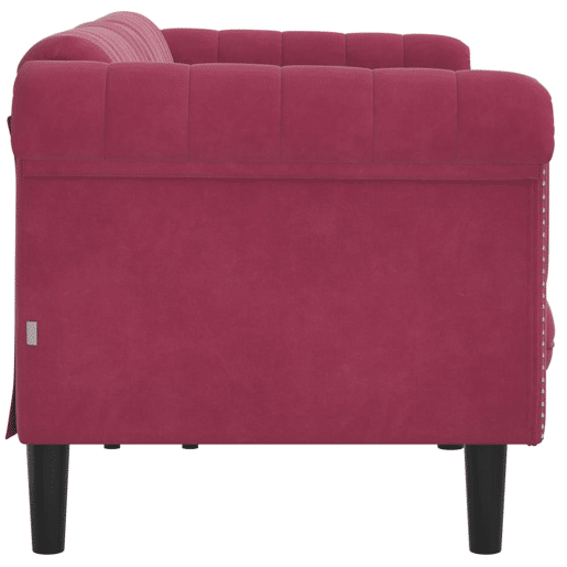 Sofá de 3 lugares - Sofá fixo veludo vermelho tinto