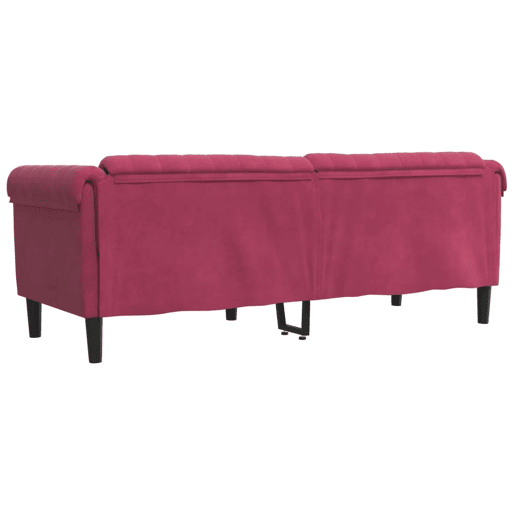 Sofá de 3 lugares - Sofá fixo veludo vermelho tinto