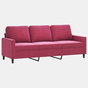 Sofá de 3 lugares - Sofá fixo veludo 180 cm vermelho tinto