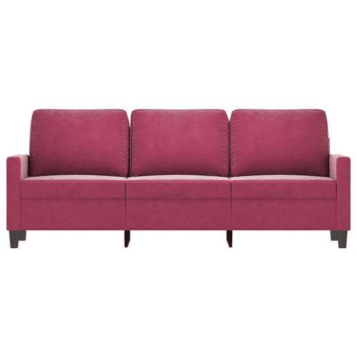 Sofá de 3 lugares - Sofá fixo veludo 180 cm vermelho tinto Sofá de 3 lugares - Sofá fixo veludo 180 cm vermelho tinto