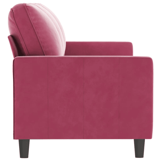 Sofá de 3 lugares - Sofá fixo veludo 180 cm vermelho tinto Sofá de 3 lugares - Sofá fixo veludo 180 cm vermelho tinto