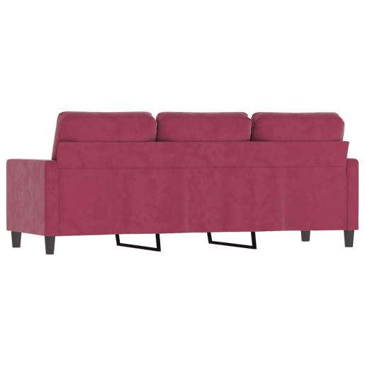 Sofá de 3 lugares - Sofá fixo veludo 180 cm vermelho tinto Sofá de 3 lugares - Sofá fixo veludo 180 cm vermelho tinto