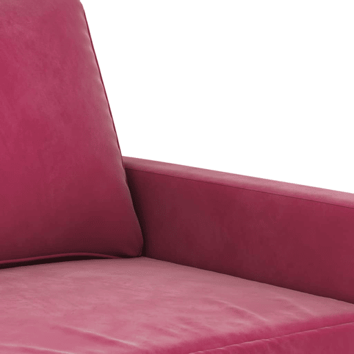 Sofá de 3 lugares - Sofá fixo veludo 180 cm vermelho tinto Sofá de 3 lugares - Sofá fixo veludo 180 cm vermelho tinto